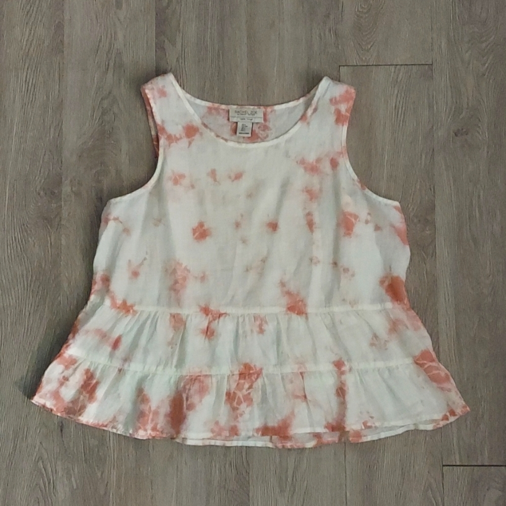 Rachel Zoe Tie Dye Tiered Tank Top Pink & White